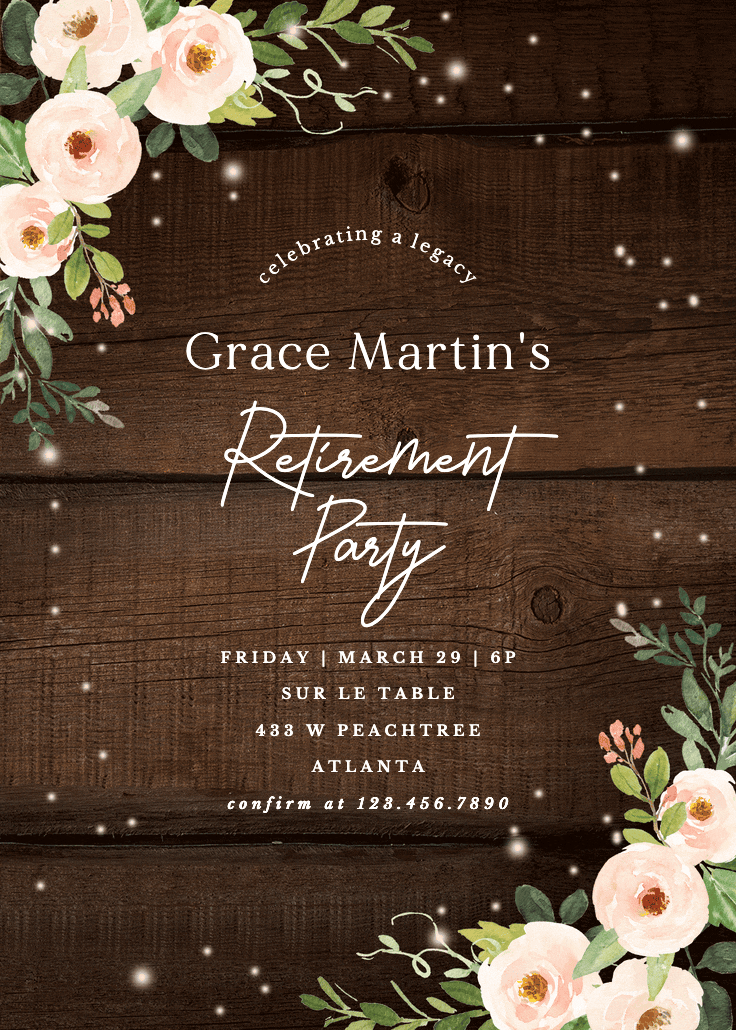 Sparkling rustic floral - business events invitation